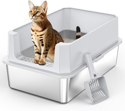 Stahl Cat Litter Tray XL mit Leckagebewehrung 56x36x25 cm