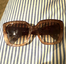 GucciWomen's Oversized Square Sunglasses Brown Glitter Plastic Frame Tinted Lens