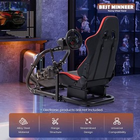Minneer Racing Simulator Cockpit With Red Seat Fit Logitech G29 G923 Fanatec