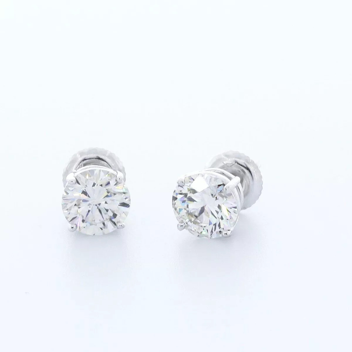 Stud Earrings Solid 14K White Gold Classic 3.33 CT Round Natural Diamond F VS2-image