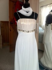 IMAGINE Cream & Gold Evening Wedding Dress Size 12 With Shawl RRP £149.00