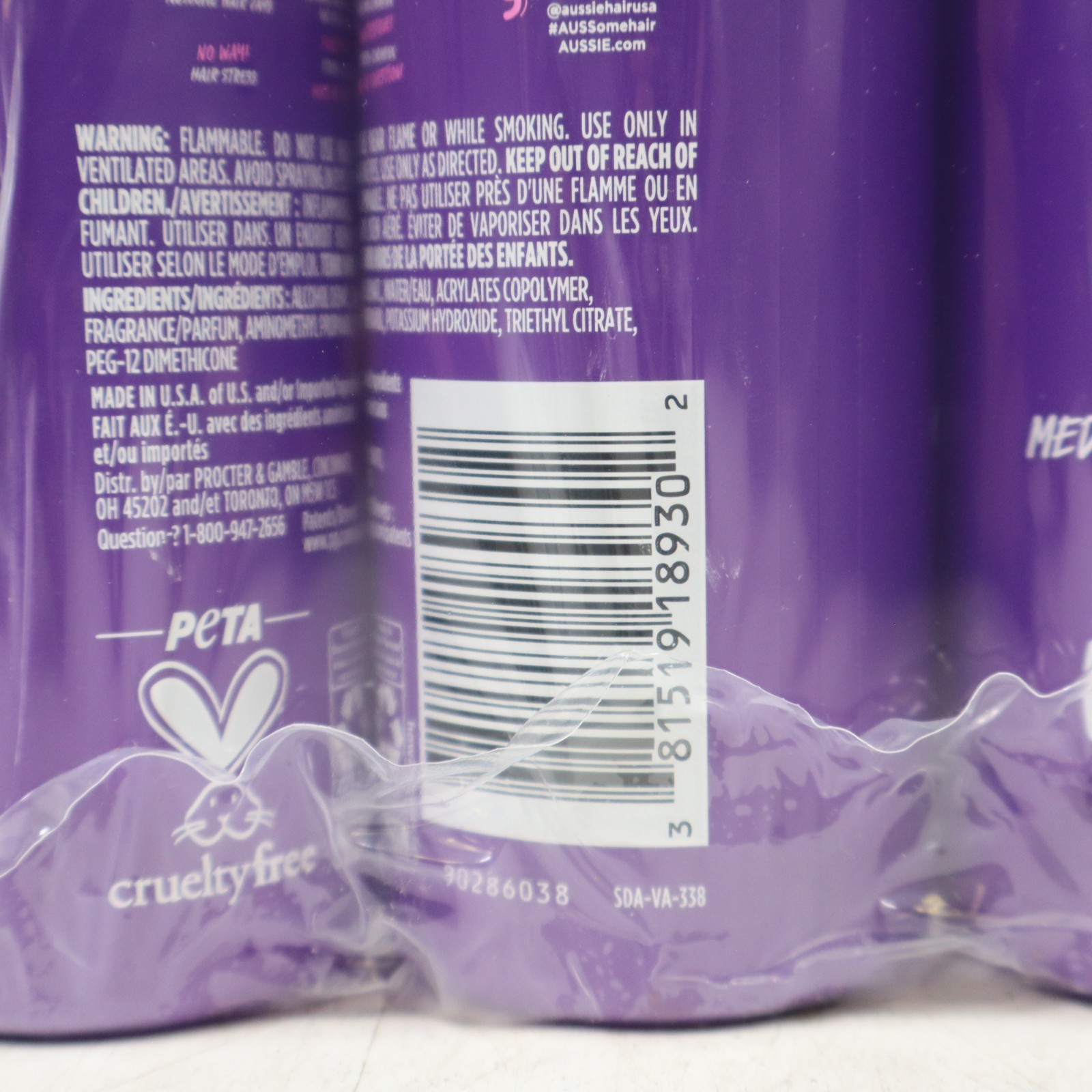 3 PACK Aussie SPRUNCH Non-Aerosol Hair Spray for Curly or Wavy Hair, 8.5oz Each