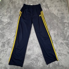 Adidas Boys Navy Blue Yellow Stripe Track Pants Size L 14-16 BC8575M