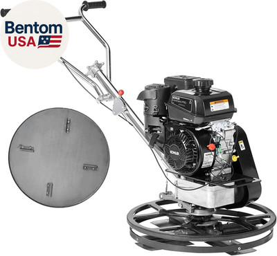 Power Trowel, 24  Walk-Behind Cement Trowel with Float Pan, 6HP Gas-Powered Smoo