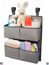 Hanging Diaper Organizer for Crib/Playpen - Holds 80 Diapers - Grey Caddy