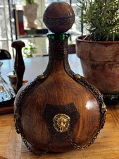 Italian Leather-Wrapped Glass Wine Decanter with Embossed Tooling — listing 5