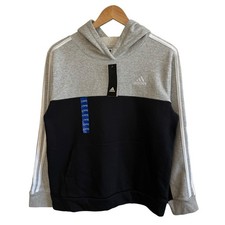 Adidas Gray Black Pullover Fleece Hoodie Boys Youth Sz L 14-16 80 Cotton 426