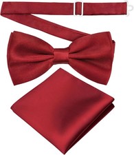 Solid Color Pre-Tied Bow Tie Quality Adjustable Bowtie for Men Party Wedding NEW