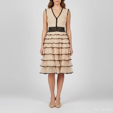 Alexander McQueen Powder Pink Lurex Knit Tiered Mini Dress S
