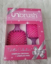 Unbrush Pink Glitter Collection Detangling Hair Brush Mini Set New NIB