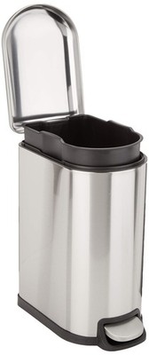 Retailer Basics D-Shaped Small Trash Can Soft-Close Step Pedal Removable Inner