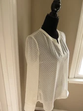 NWT $39 EXPRESS IVORY POINT D'ESPRIT DOTS SHEER BLOUSE - SIZE S