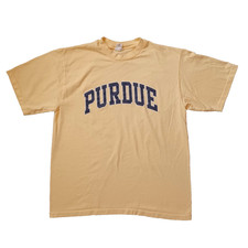 Vintage University Of Purdue Boilermakers T Shirt Mens XL Yellow Spellout USA