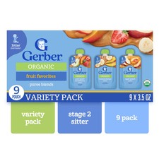 Gerber 2nd Foods Organic Baby Food, Variety Pack Fruit and Veggie Favorites, 3.5