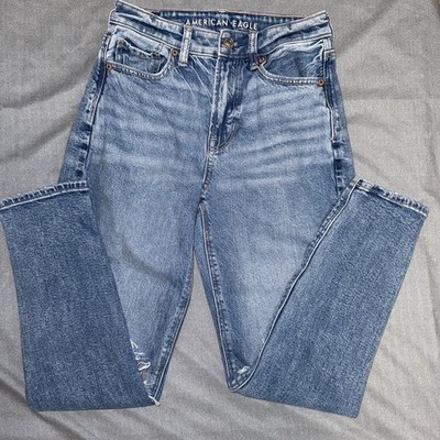 American Eagle Skinny Jeans High Rise Medium Wash Distressed 00