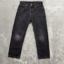 VTG 90s Levis 501 Men 30x30 Fits 28x26 USA Hemmed Faded Button Fly Black Jeans