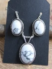 Buffalo Turquoise & Sterling Silver Pendant/Necklace & Earrings Set Navajo