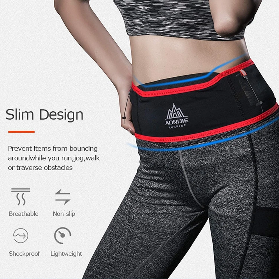 Riñonera para correr con cinturón de hidratación AONIJIE, con 250 ml de agua blanda M/L, negra  Foto 2 de 4