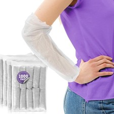 White Disposable Arm Sleeves Waterproof Polyethylene 1000 Count 18 in 1.5 mil