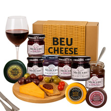 Cheese Hamper Gift - 3 Cheese Truckles, 6 Jam Marmalades Christmas Gift Basket