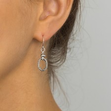 Stainless Steel Twisted Oval Earrings on Solid 925 Sterling Silver Ear Wires