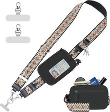 Clip and Go Strap for Phone with Wallet Crossbody Lanyard Medium, Black