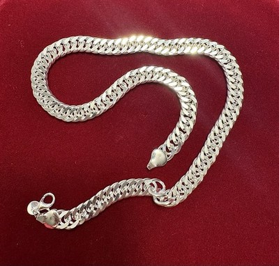 10 mm gemarkt 925 Sterlingsilber Kubanische Gliederkette Halskette S925 20 Zoll (siehe unten)