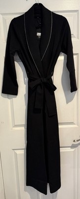 Women's Size P Robe with Pockets Full Length Black - A0220