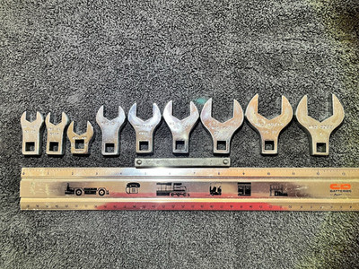 Mac Tools 9 Pc 3/8'' Drive SAE Crowfoot Wrench Set 7/16'' to 1'' - 0032 to 0014