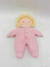 Vintage EDEN Plush Blonde Pink Waffle Thermal Weave Blue eyes Loops