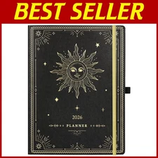 2026 Planner - Large Leather Cover, Weekly Monthly, Jan-Dec