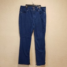 NYDJ Womens Blue Denim High-Rise Marilyn Straight Jeans Medium Wash Size 14