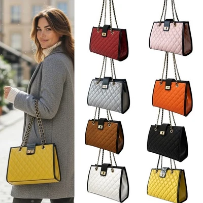 Womens PU Leather Shoulder Tote Bag Ladies Soft Handbag Stylish Large trending - Image 1 of 4