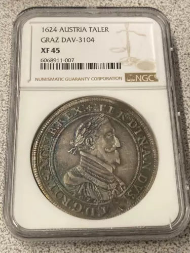 1624 Austria Silver Taler Graz DAV - 3104 NGC XF 45 Thaler