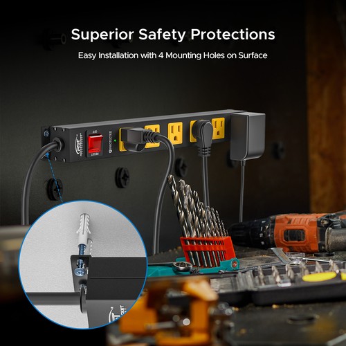 6-Port Heavy Duty Wall Outlet, 2100J Surge Protector with 6ft Cord - Picture 15 of 18