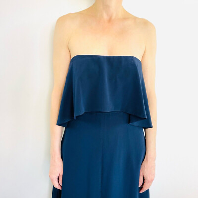 Zimmermann Strapless Flounce Midi Dress Navy Blue - Size 2 | eBay Australia