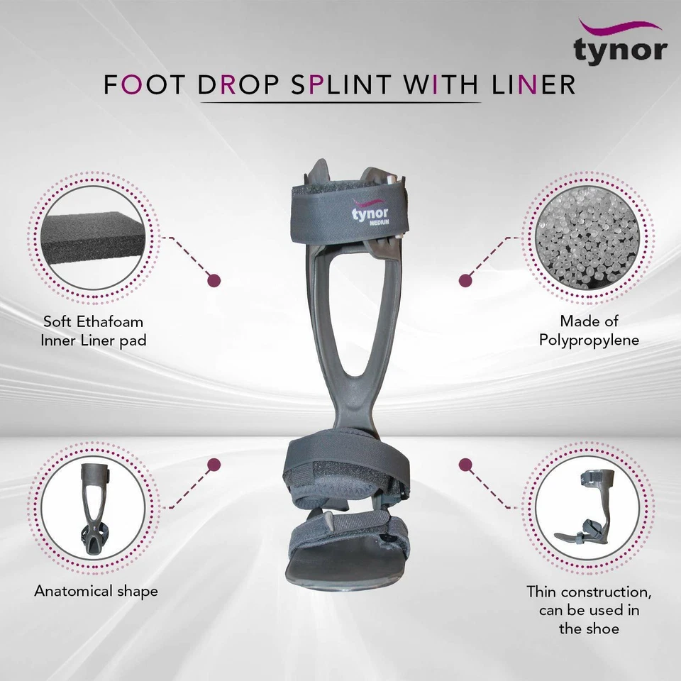 Tynor AFO Foot Drop Brace Splint Ankle Orthosis Leaf Spring Plantar Flexion - Image 4 of 4