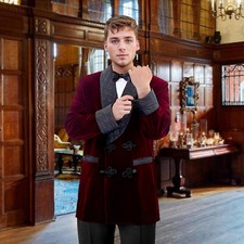 Vintage Velvet Men Suits Double Breasted Jackets Blazer Robe Shawl Lapel Tuxedo