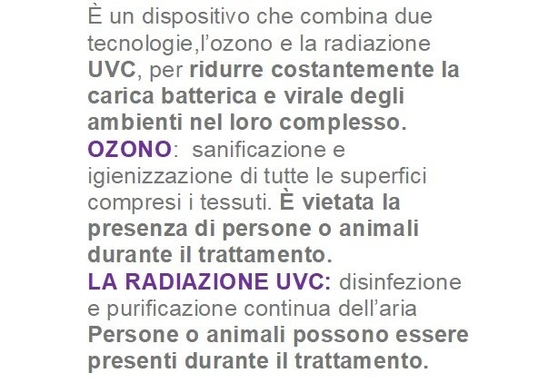 purificatore aria e ozonizzatore ambiente fino   600 m3  con UVC - Immagine 2 di 3