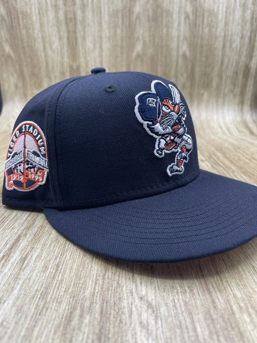 DETROIT TIGERS NAVY BLUE PINK BRIM NEW ERA FITTED HAT 7 1/4