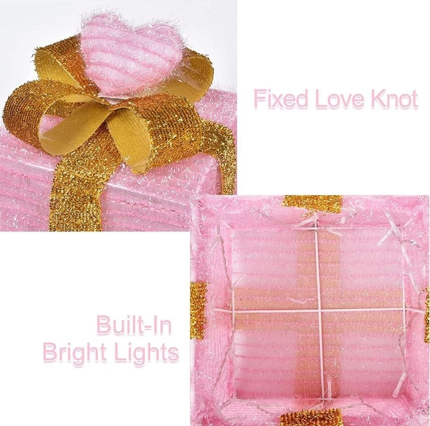 VALENTINE Day CELEBRATE DECOR Lighted Gift Boxes Pink Decorations OUTDOOR INDOOR - Image 4 of 4