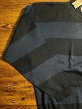 Vintage Tommy Hilfiger NWT Men  s Size L Blue Stripe Cotton Crew Neck Sweater