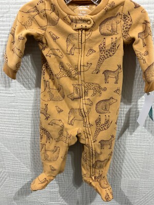 child of mine boys mustard jungle print fleece sleeper size