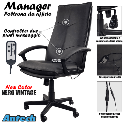 POLTRONA SEDIA Ufficio Scrivania Studio Girevole Regolabile con Massaggio  Pelle | eBay