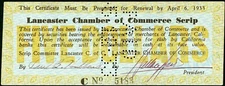 CA $5 LANCASTER Chamber of Commerce California Apr. 6, 1933 Scrip  Shafer 5b