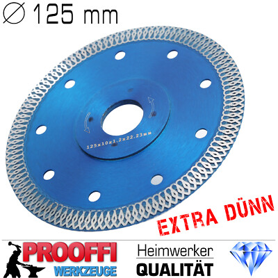 Diamant Fliesen Trenn Scheibe 125mm Feinsteinzeug Granit Marmor Extra Dünn 1.2mm