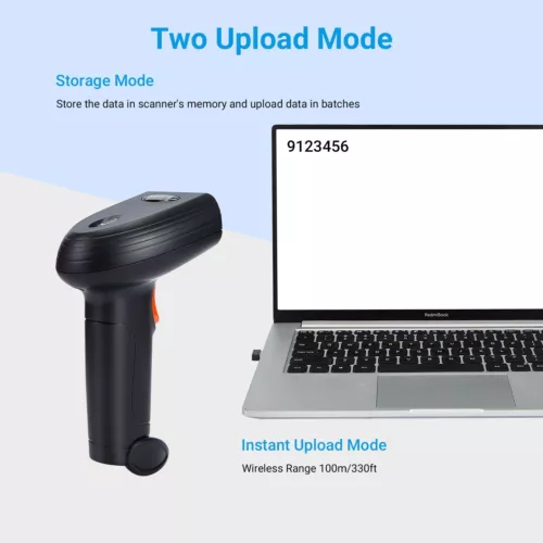 Handhold Wireless Code Scanner Bluetooth USB QR Code Reader for Store Warehouse - Picture 3 of 6