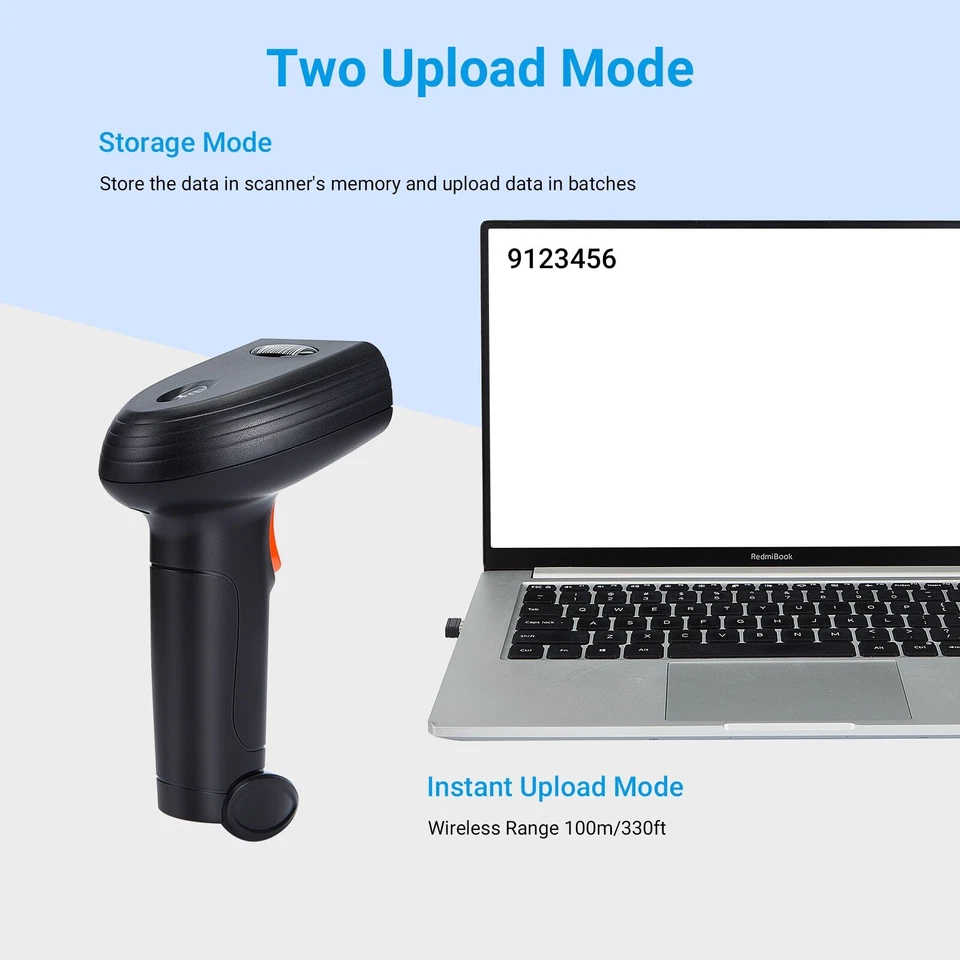 Handhold Wireless Code Scanner Bluetooth USB QR Code Reader for Store Warehouse - Image 2 of 4