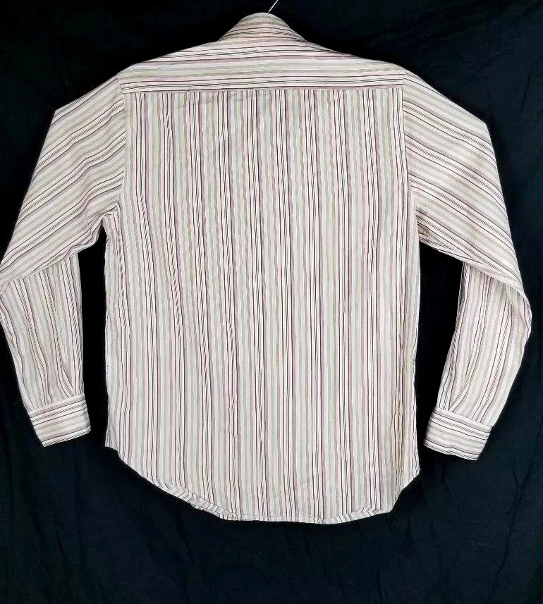 1881 Cerruti Blue Men Size 39 Strip Multi Color Button Down Shirt - Image 3 of 4