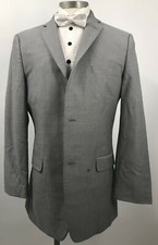 Kenneth Cole New York Men's Solid Gray Wool Blend Two Button Slim Fit Blazer